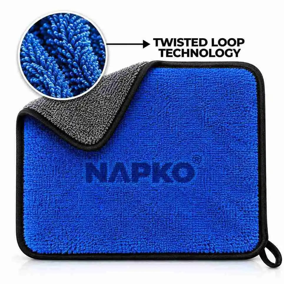 NAPKO 800 GSM Microfiber Cloth - Dual-Sided Car Cleaning Towel